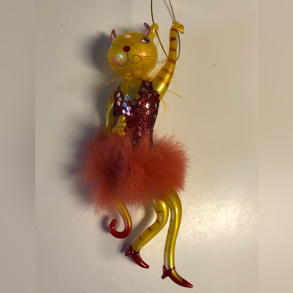 Glass Devilish Kitty Ornament